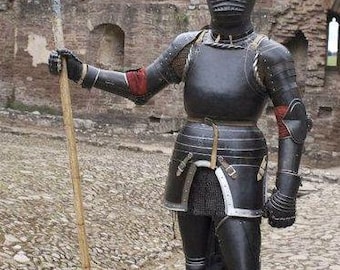 Shadow Knight Gotisk Helkroppsrustning – Medeltida Svart Stål Krigarrustning 1400-tals Krigarrustning Helkroppsrustning