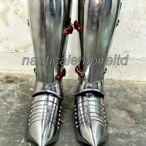 Medieval Steel Greaves And Sabatons | Knight Leg Armor | LARP, SCA, Cosplay & Reenactment Gear