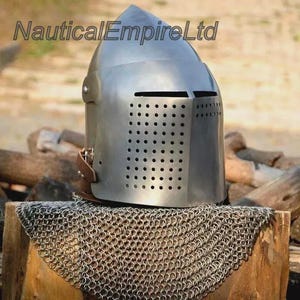 Knight Helmet Bascinet Helmet Medieval Helmet HMB Combat SCA Battle Ready Medieval Knight Head Armor for Reenactment & LARP