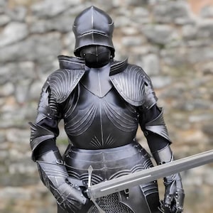 Handcrafted Gothic Knight Full Body Armor Suit - Medieval Dark Steel Warrior Gear - 15th Century Warrior Costume Cosplay And Collector&#39;s