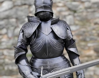 Handgjord gotisk riddarhelkroppsrustning - Medeltida mörk stålkrigarutrustning - 1400-talskrigarkostym Cosplay och samlarkostym