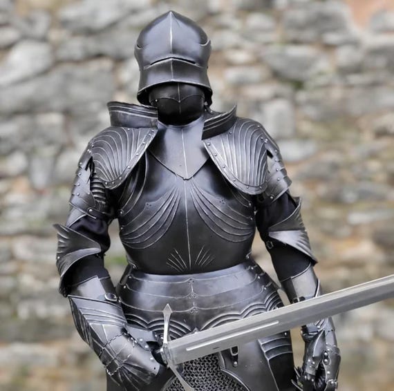 Handcrafted Gothic Knight Full Body Armor Suit - Medieval Dark Steel Warrior Gear - 15th Century Warrior Costume Cosplay And Collector's