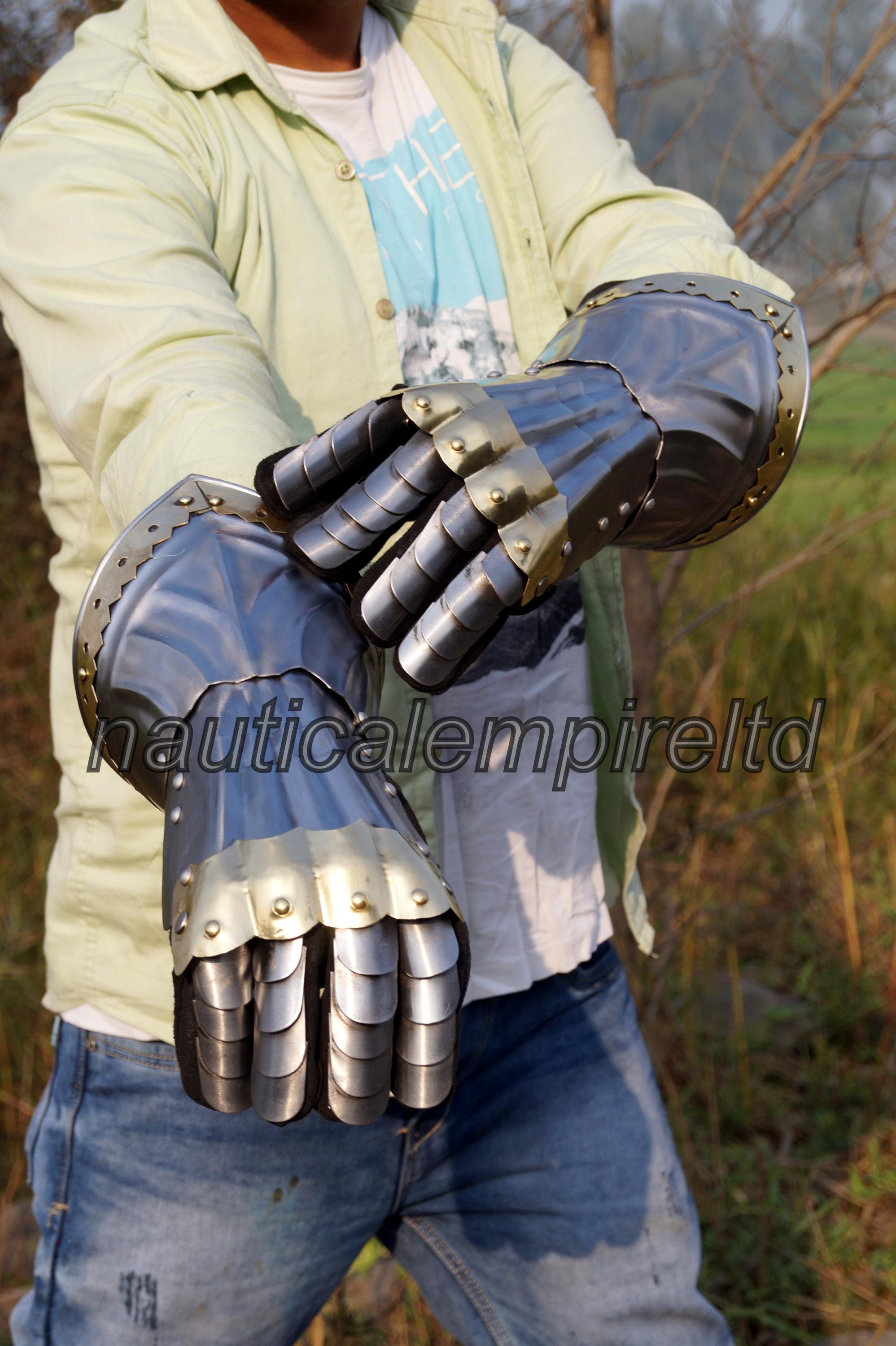 Gantelets D'armure Médiévale Gothique - Acier - Pour SCA, LARP, Reconstitution - NEUFS