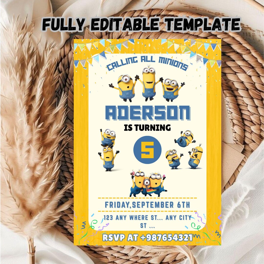 Editable Minion Birthday Invitation Party Template / Minions Birthday ...