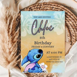 Editable Stitch Birthday Invitation Template / Stitch Birthday Invitation Template For Kids Birthday Party / Editable Kids Birthday invite