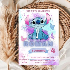 Stitch Birthday Invitation Template  / Calling all the stitch for Birthday Party Invitation Template / Editable Birthday Invitation Template