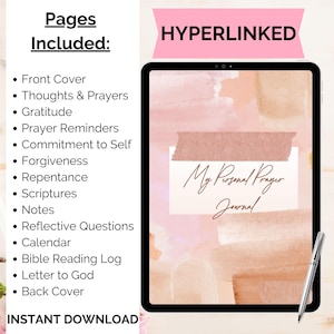 Digital Prayer Journal, Printable Prayer Journal, OneNote Ready, GoodNotes, Abstract Hyperlinked Prayer Journal Template, Prayer Planner