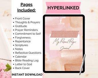 Digital Prayer Journal, Printable Prayer Journal, OneNote Ready, GoodNotes, Abstract Hyperlinked Prayer Journal Template, Prayer Planner