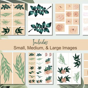 May include: Digital clipart set featuring watercolor illustrations of leaves, flowers, crosses, and text. The text includes the words "Faith", "Love", "Peace", and "Joy".