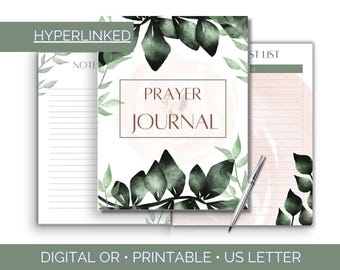 Printable Prayer Journal, Hyperlinked Digital Planner (PDF)