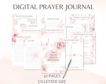 Digital Prayer Journal, Printable Prayer Journal, Onenote Digital Planner, Onenote Planner Template, Digital Faith Planner, Onenote, Bundle