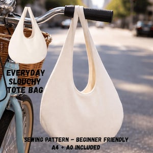 Slouchy Tote Bag Sewing Pattern PDF, Beginner Friendly Hobo Bag Pattern, DIY Shoulder Bag, A4 A0 Printable Pattern, Instant Download