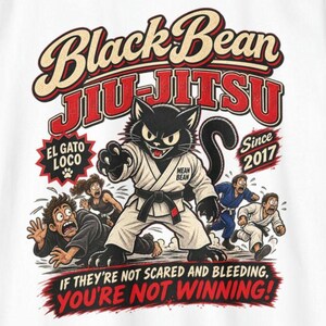 Black Bean Jiu-Jitsu Cat Graphic T-Shirt | Martial Arts Tee