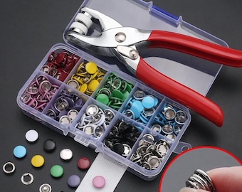 Colorful Metal Snap Button Kit with Pliers, Sewing Snap Fasteners, DIY Craft Supplies, Leather Snaps for Clothes, Bags & Repairs