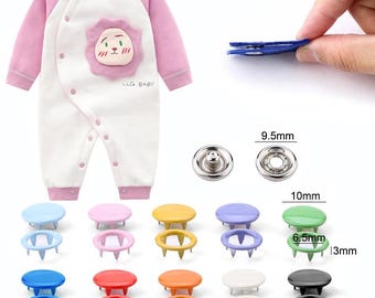 Kit de botones a presión metálicos de colores con alicates: cierres de presión de 9,5 mm para manualidades