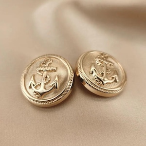 10 Vintage Anchor Metal Buttons 15mm 20mm 25mm – Antique Gold Silver Black Sewing Buttons for Jackets, Shirts, Coats & DIY Crafts