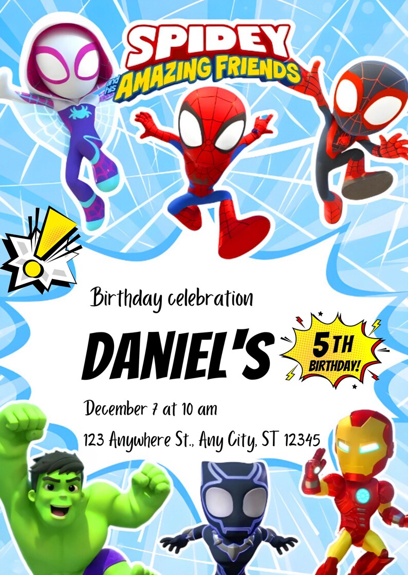 Printable Spiderman Invitation Template | Editable Spidey Party Invite ...