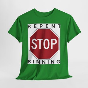 Repent Stop Sinning Unisex Heavy Cotton Tee, Thought-Provoking Fashion image 7
