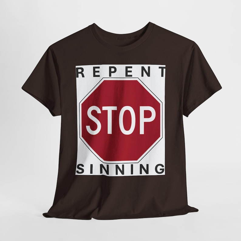 Repent Stop Sinning Unisex Heavy Cotton Tee, Thought-Provoking Fashion image 6