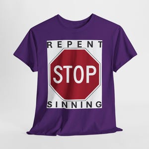 Repent Stop Sinning Unisex Heavy Cotton Tee, Thought-Provoking Fashion image 10