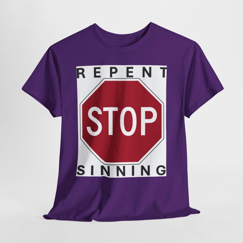 Repent Stop Sinning Unisex Heavy Cotton Tee, Thought-Provoking Fashion image 10
