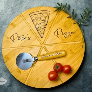 Personalisierter Pizzateller mit Gravur | Pizzabrett | Geschenk | Männer | Geburtstag | Personalisiert | Pizzabrett aus Holz | Rund