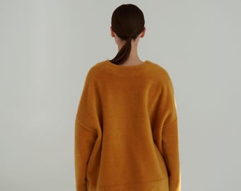 Oversized trui van alpacawol | Verlengde mouwen, minimalistisch ontwerp