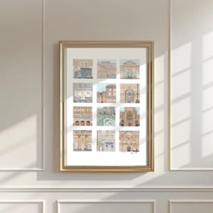 Impresión de póster de Bath, pintada a mano, acuarela, monumentos únicos, histórico, póster de viaje, regalo, cumpleaños, regalo de graduación