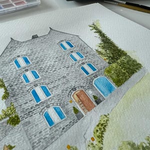Aangepaste unieke aquarel locatie portret gepersonaliseerd, handgeschilderd, bruiloft, nieuw huis, eerste date, aandenken, herinnering, op maat