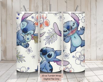 3D Cute Stitch i Xepa Tumbler Wrap, 20 oz Stitch Mug Wrap, Dostosowywalny plik cyfrowy do druku projektu, Stitch i Xepa Mug Wrap
