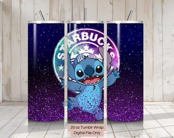 Kubek do kawy 3D Stitch, Kubek Stitch Wrap Sublimacja Projekt PNG, Kubek 20oz Wrap, Kubek do nadruku Wrap Sublimacja Projekt PNG