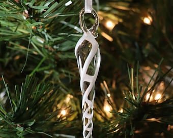 Icicle Ornament White Glass Christmas Handmade Artisan