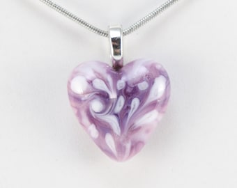 Heart Lampwork Glass Pendant Valentine Artisan