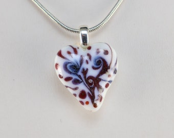 Heart Lampwork Glass Pendant Valentine Artisan