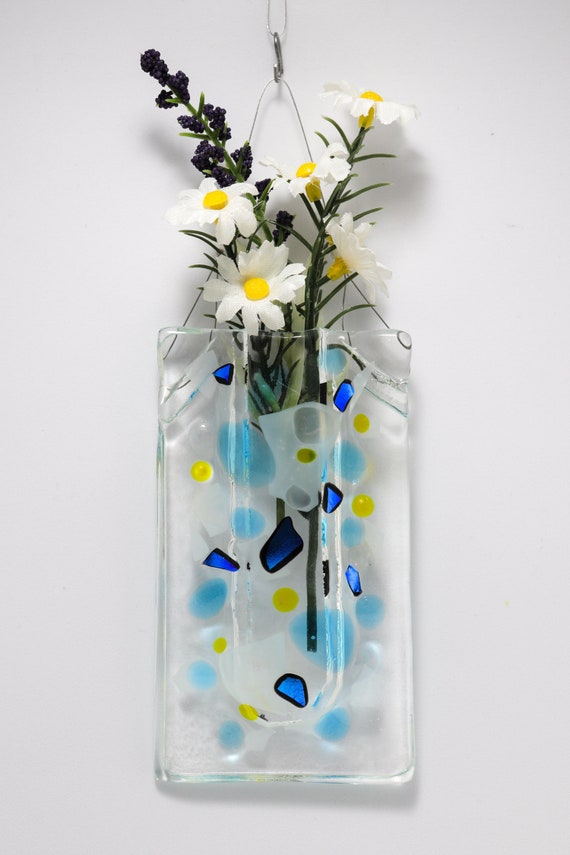 Wall Pocket Vase Fused Glass Etsy