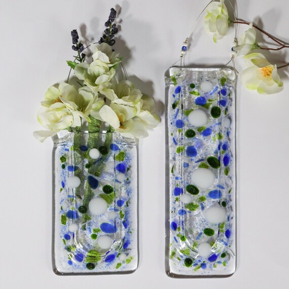 Wall Pocket Vase Fused Glass Etsy