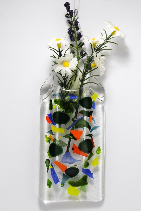 Wall Pocket Vase Fused Glass Etsy