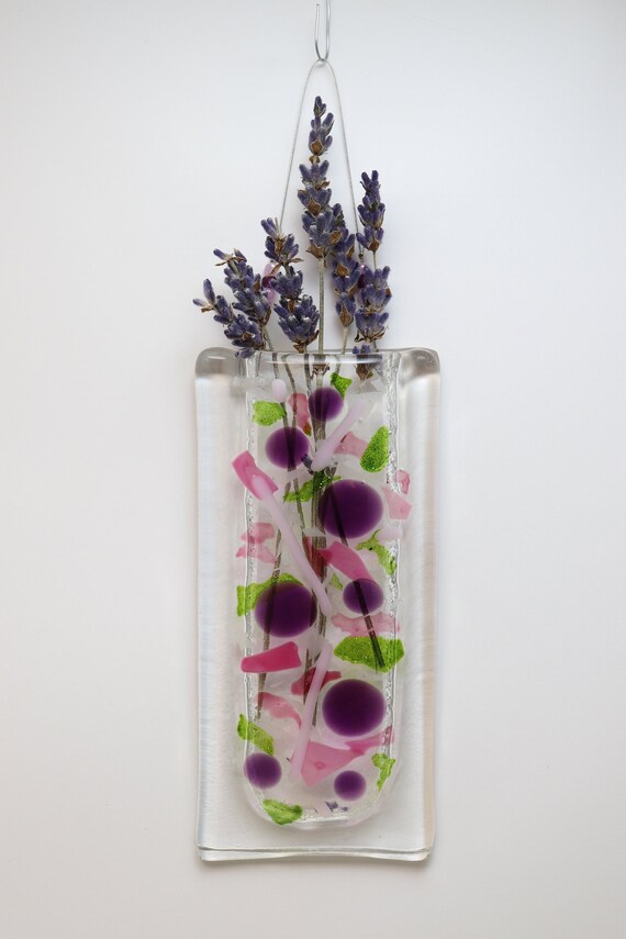 Wall Pocket Vase Fused Glass Etsy