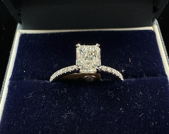 1.24ct GIA Diamond Engagement Ring Platinum | Size 8 Resizable | Solitaire with Accent Diamonds | Certified Platinum Ring