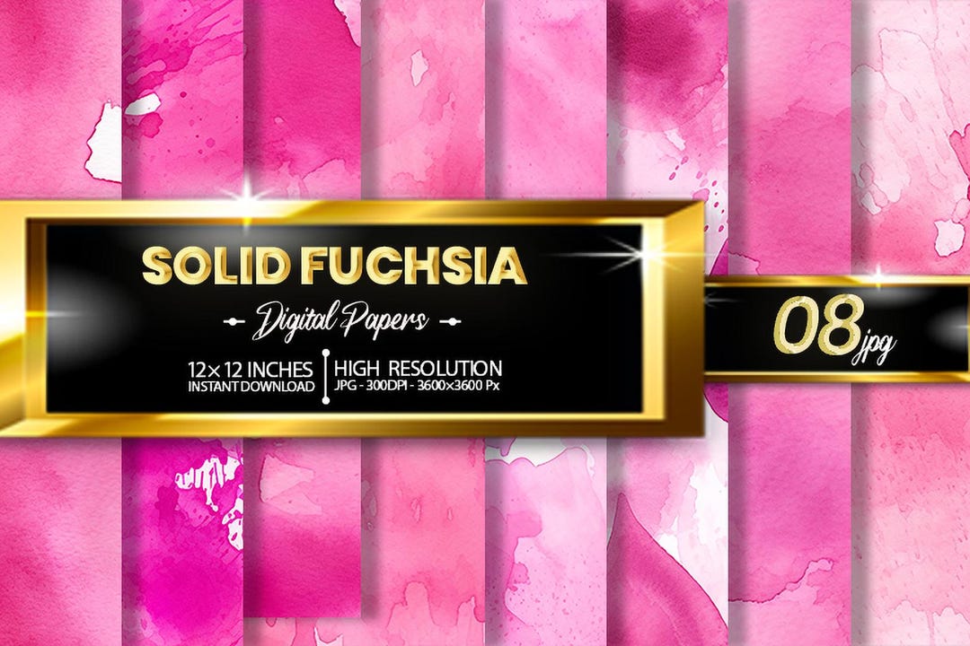 Solid Fuchsia Digital Paper Pack, 8 JPG Fuchsia Watercolor Backgrounds ...
