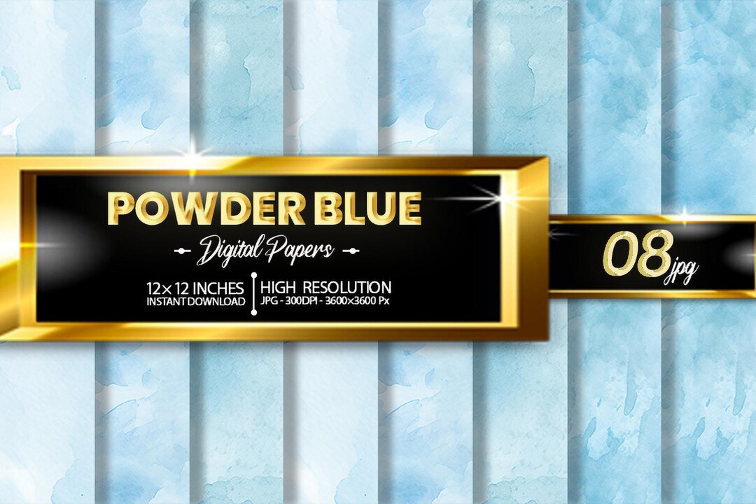 Powder Blue Digital Paper Pack, 8 JPG Light Blue Watercolor Backgrounds ...