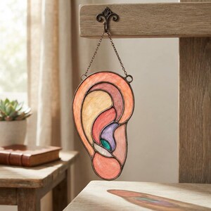 Ear Stained Glass Pattern SVG PDF PNG | Human Anatomy Suncatcher | Medical Window Art | Hummingbird Bonus AB697