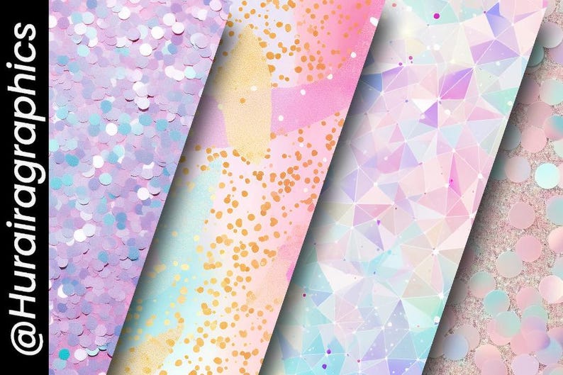 Bokeh Glitter Digital Paper Pack, 16 JPG Pastel Sparkle Backgrounds ...