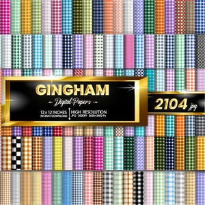 Seamless Gingham Digital Paper, Gingham Pattern, Gingham check, bright, pastel, printable, Scrapbook Paper, Instant Download, Commercial Use