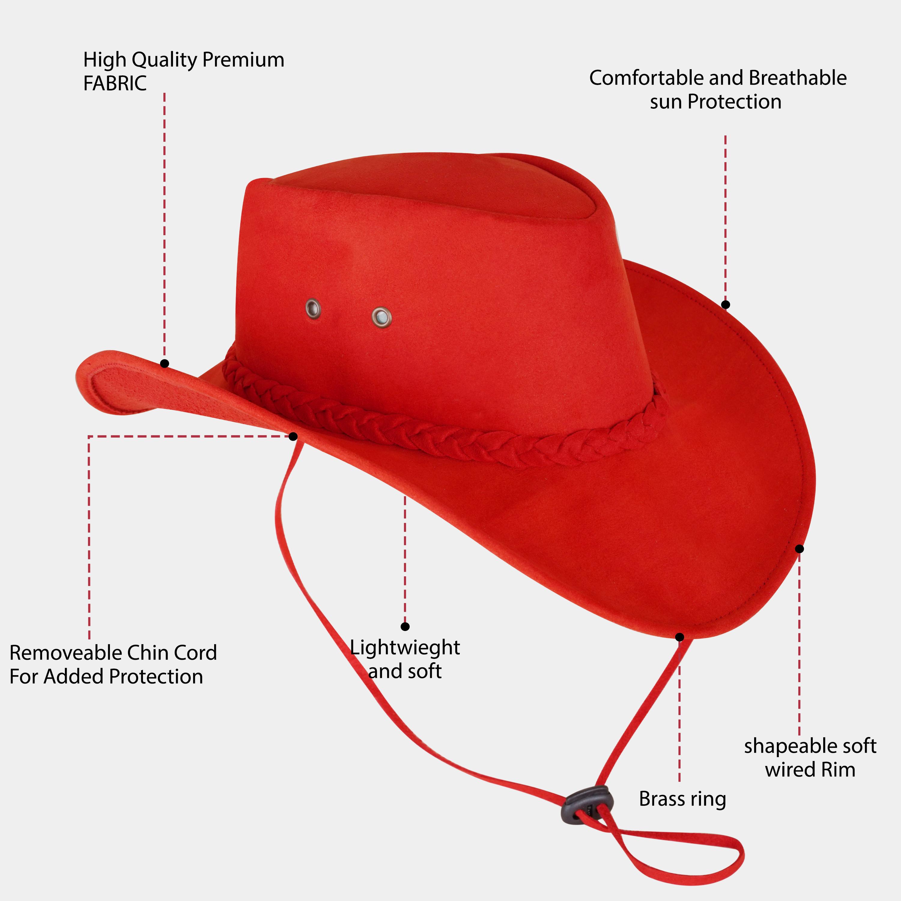 Red Felt Cowboy Hat | Braided Band Wide Brim, Vintage 