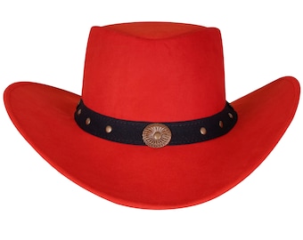 Roter Filz Cowboyhut | Nieten Western Cowboyhut