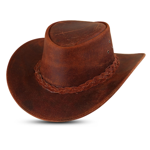 Braided Calf Suede Leather Cowboy Hat – Vintage Western  display picture 1