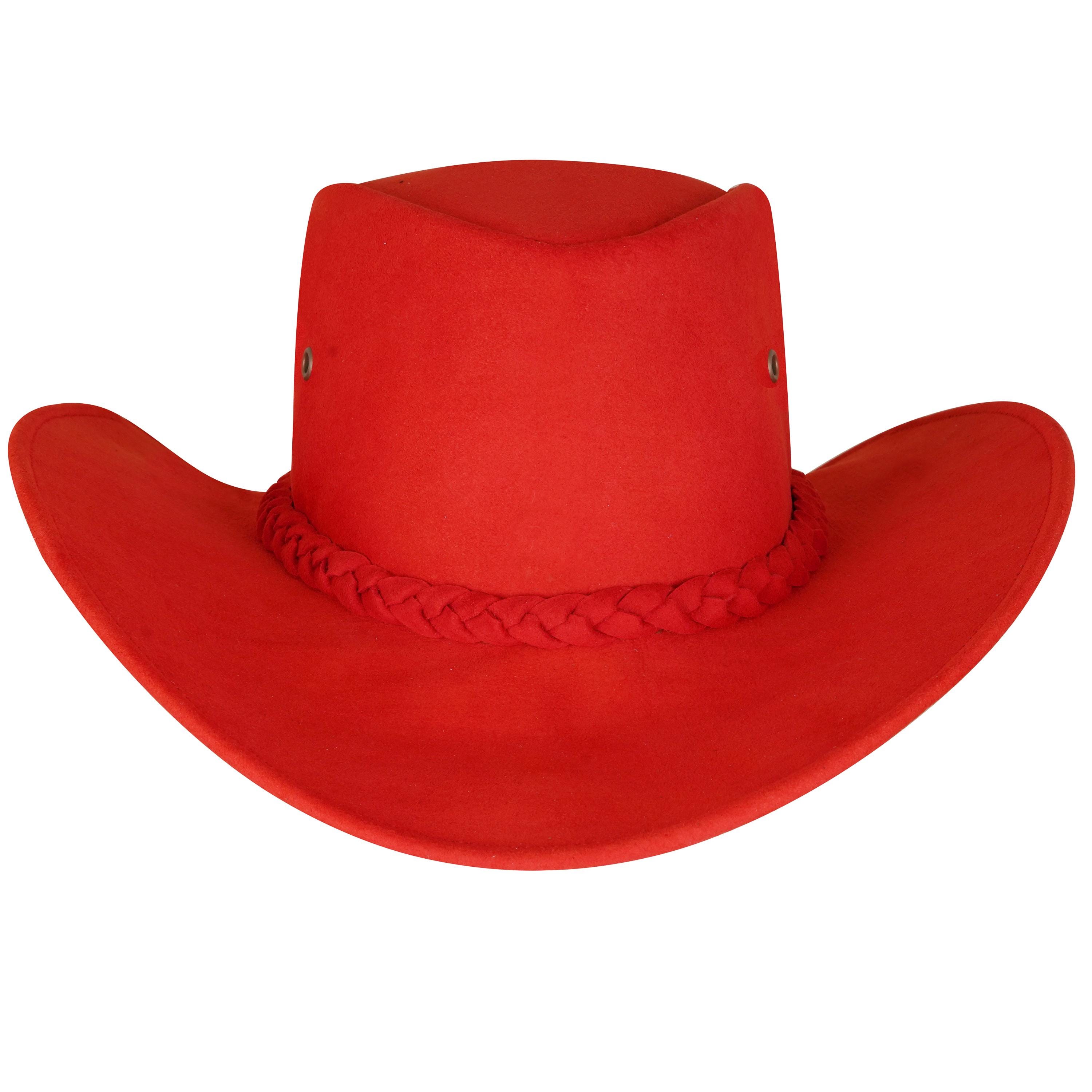 Red Felt Cowboy Hat | Braided Band Wide Brim, Vintage 