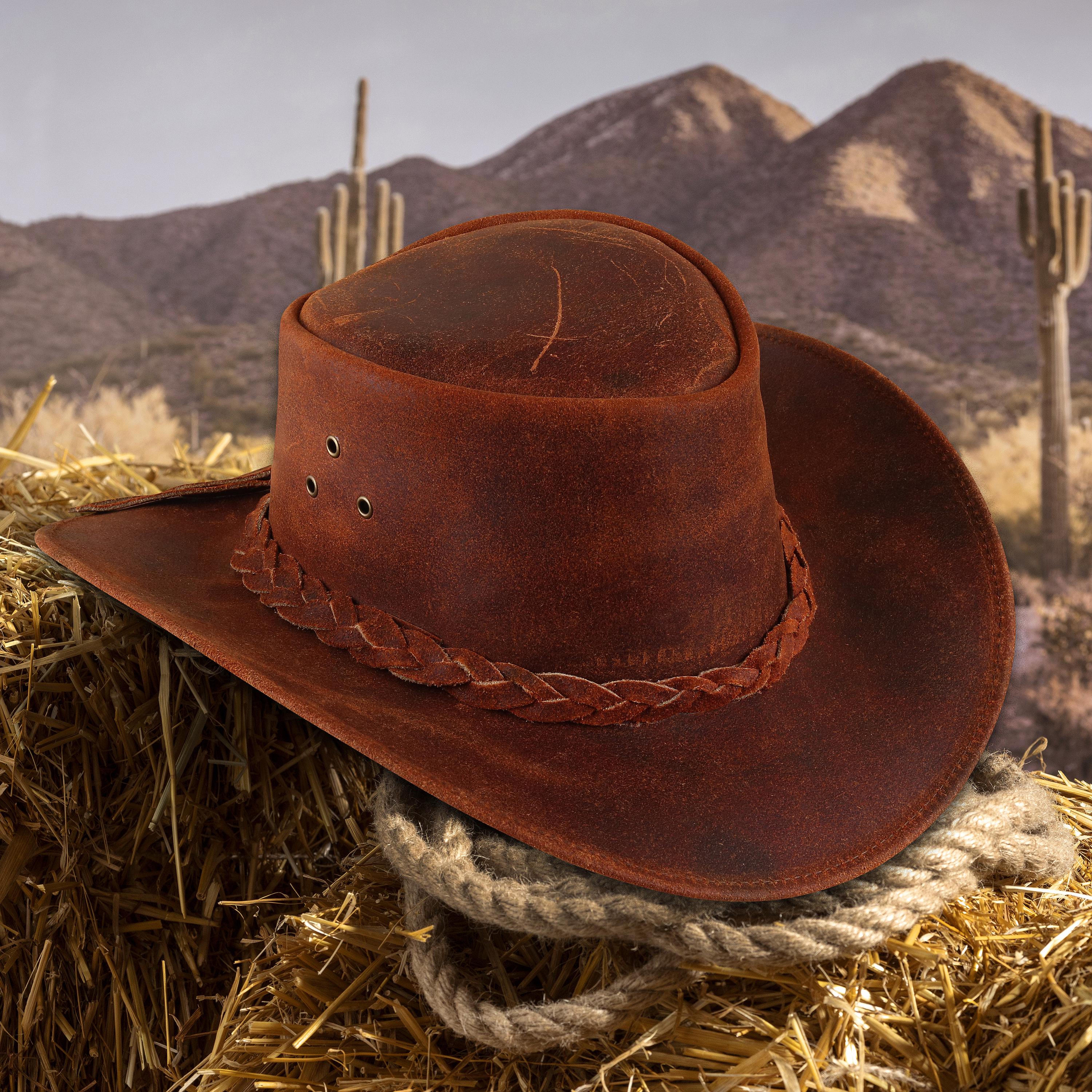 Braided Calf Suede Leather Cowboy Hat – Vintage Western  display picture 1