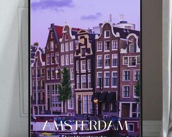 Poster di viaggio di Amsterdam: stampa fotografica dell'architettura dei Paesi Bassi